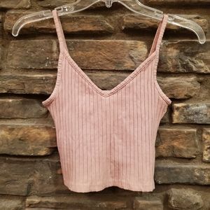 BLUSH RIBBED CROPPED TANK TOP XS